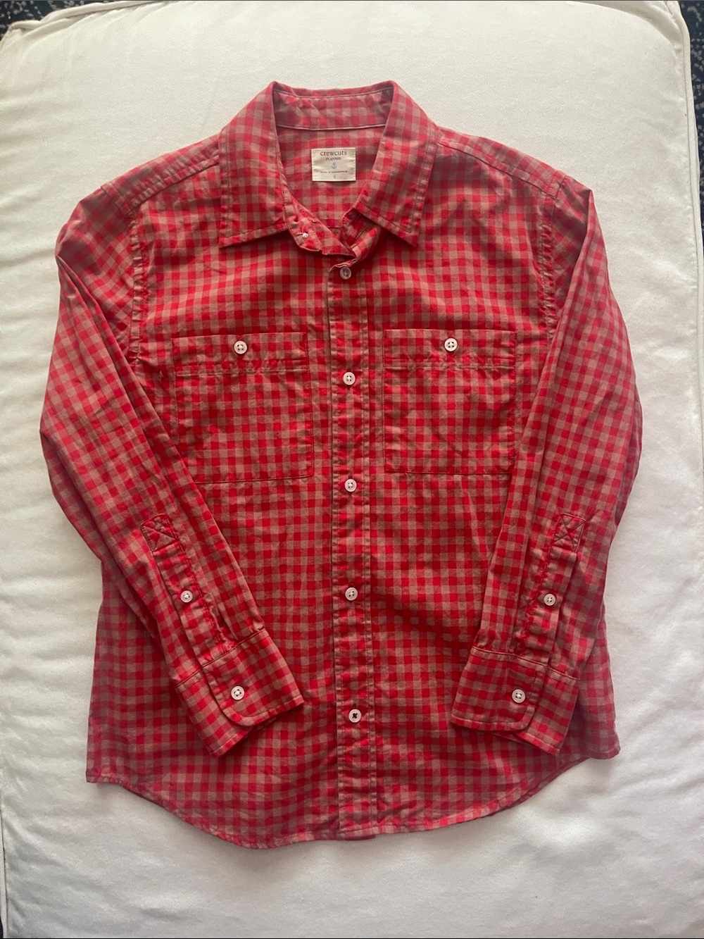 Crewcuts Red Plaid Cotton Button-Down Boys Shirt Size 8